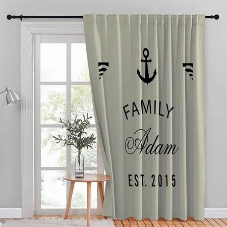 Nautical Anchor Family Name Customized Photo Printed Curtain