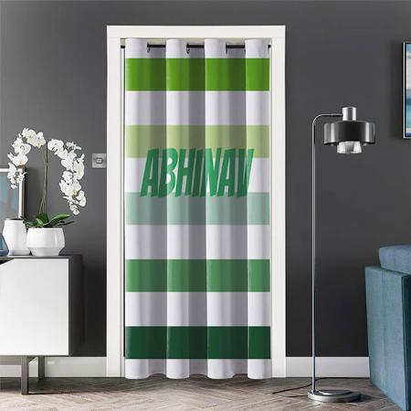 Trendy Green Stripes Customized Photo Printed Curtain