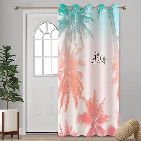 Beachy Vintage Sunset Palm Trees Customized Photo Printed Curtain
