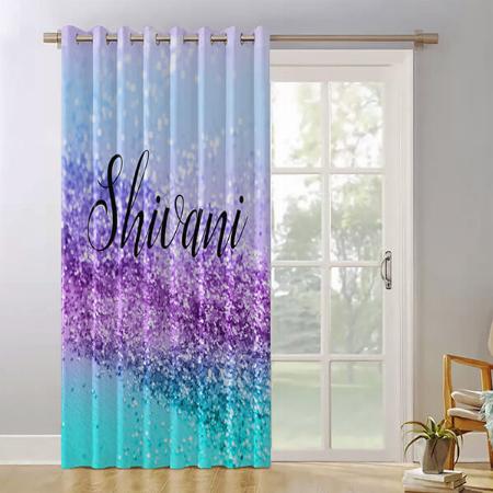 Pink Blue Glitter Design Customized Photo Printed Curtain