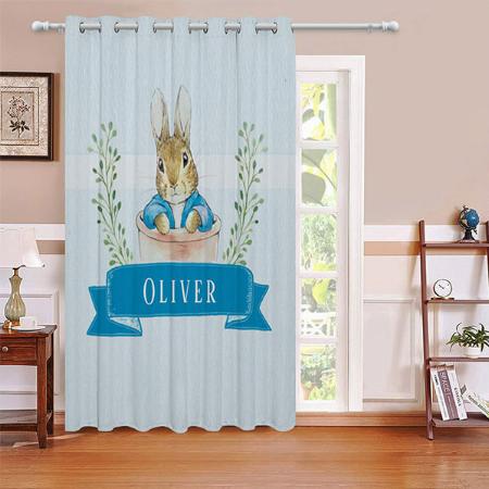Boy Peter Rabbit Blue Customized Photo Printed Curtain