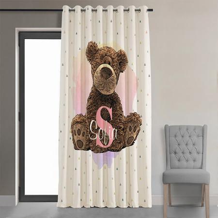 Cute Teddy Bear Customized Photo Printed Curtain