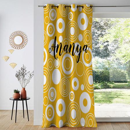 Yellow Circle Pattern Design Customized Photo Printed Curtain