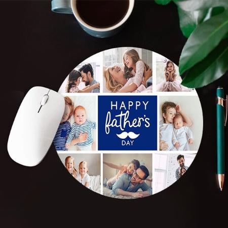 Happy Father's Day Photo Collage Customized Printed Circle Mousepad Photo Mouse Pad