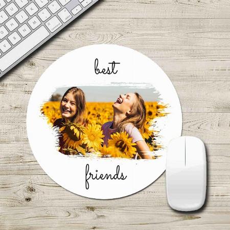Elegant BFF Best Friends Forever Customized Printed Circle Mousepad Photo Mouse Pad