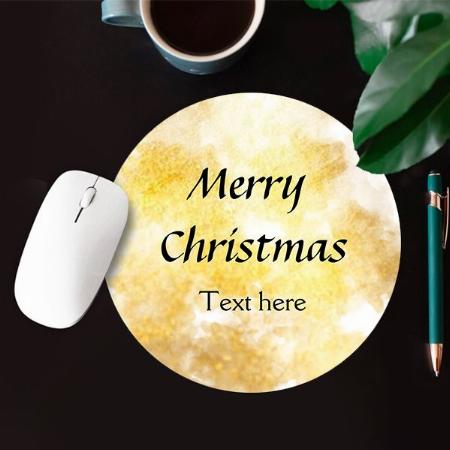 Simple Golden Merry Christmas Design Customized Printed Circle Mousepad Photo Mouse Pad