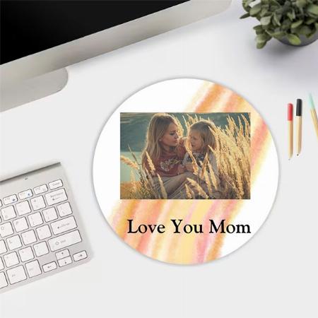 Watercolor Strips Design Photo Frame Customized Printed Circle Mousepad Photo Mouse Pad