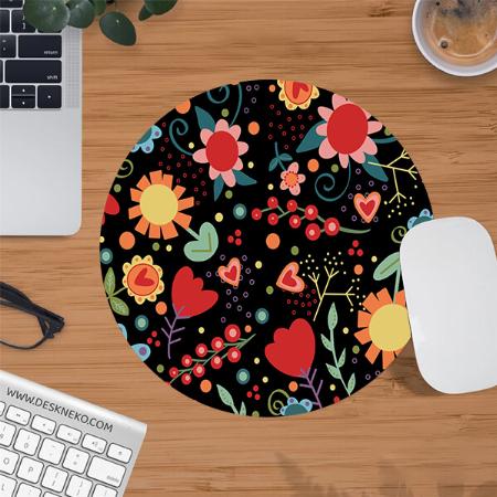 Floral Design Customized Printed Circle Mousepad Photo Mouse Pad