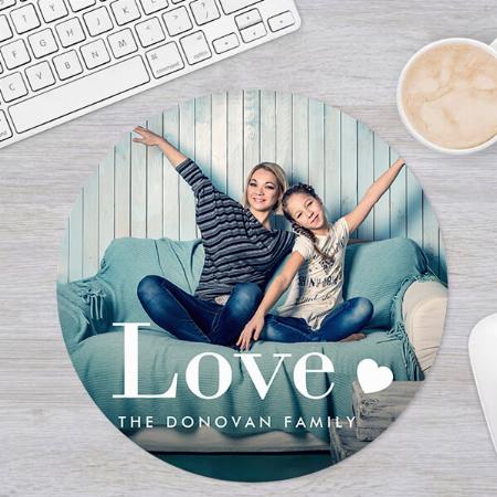 Love Photo with Heart Design Customized Printed Circle Mousepad Photo Mouse Pad