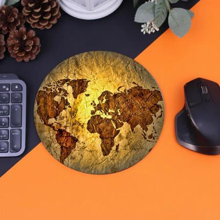 Old World Map Design Customized Printed Circle Mousepad Photo Mouse Pad