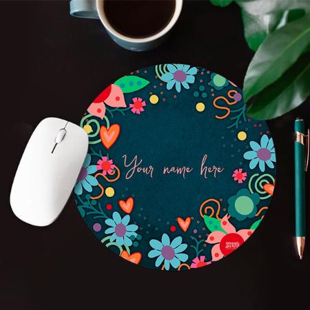 Pretty Floral Design Customized Printed Circle Mousepad Photo Mouse Pad
