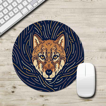 Zodiac Wolf Portrait Design Customized Printed Circle Mousepad Photo Mouse Pad