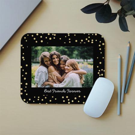 Modern BFF Besties Photo Black Gold Customized Printed Rectangle Mousepad Photo Mouse Pad