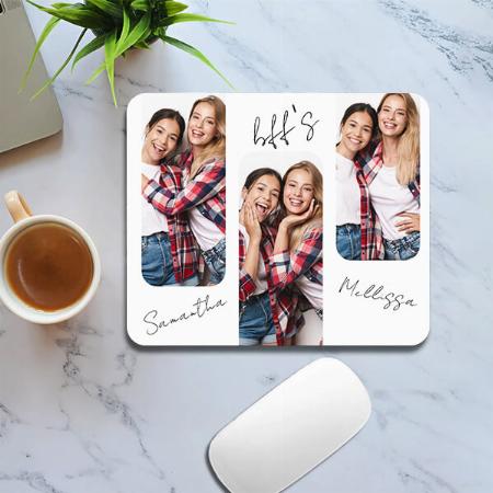 Simple Minimalist Friends Multi Photo Collage Customized Printed Rectangle Mousepad Photo Mouse Pad