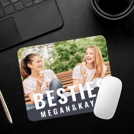 Besties Forever Modern Chic Photo Customized Printed Rectangle Mousepad Photo Mouse Pad