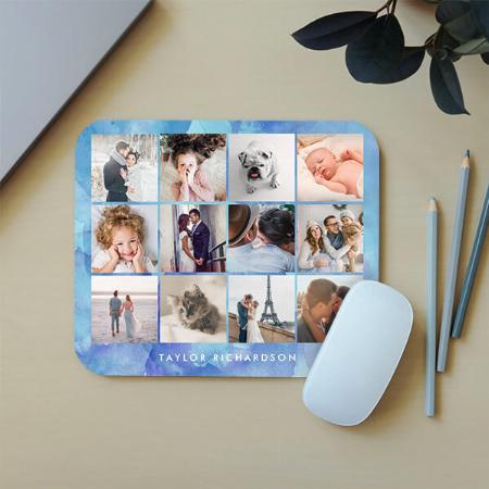 Twelve Photo Collage Customized Printed Rectangle Mousepad Photo Mouse Pad