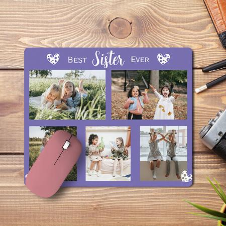 Best Sister Ever Photo Collage Customized Printed Rectangle Mousepad Photo Mouse Pad