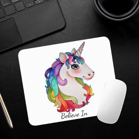 Watercolor Unicorn With Rainbow Hair Customized Printed Rectangle Mousepad Photo Mouse Pad