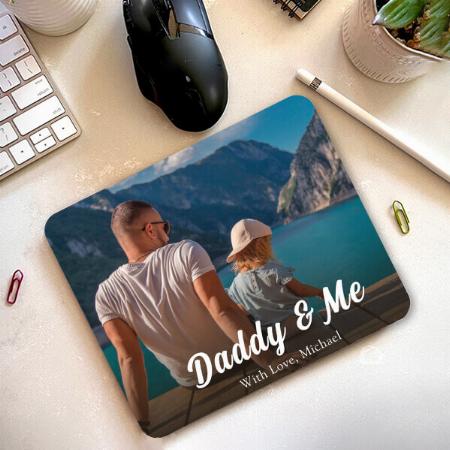 Modern Daddy and Me Photo Customized Printed Rectangle Mousepad Photo Mouse Pad