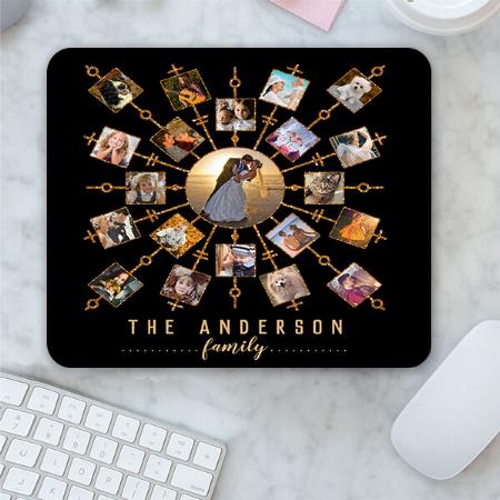 Family Photo Collage 21 Pictures Black Gold Customized Printed Rectangle Mousepad Photo Mouse Pad