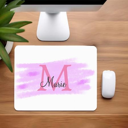 Pink Watercolor Monogram  Customized Printed Rectangle Mousepad Photo Mouse Pad
