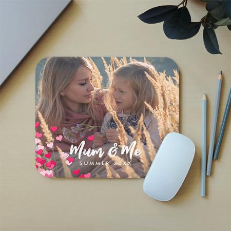Photo Modern Writing Scattered Pink Hearts Customized Printed Rectangle Mousepad Photo Mouse Pad