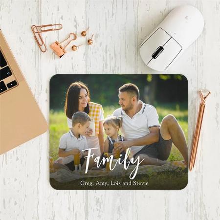 Simple Minimalist Family Photo Customized Printed Rectangle Mousepad Photo Mouse Pad