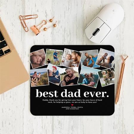 Best Dad Ever Father's Day Photo Collage Customized Printed Rectangle Mousepad Photo Mouse Pad