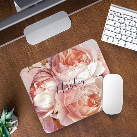 Pink Floral Design Customized Printed Rectangle Mousepad Photo Mouse Pad