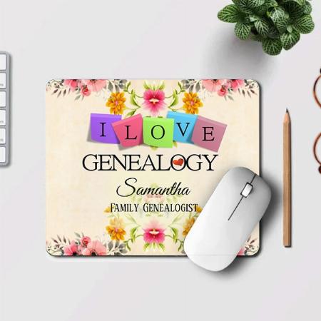 Floral I love Genealogy Customized Printed Rectangle Mousepad Photo Mouse Pad
