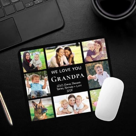 Love You Photo Collage Black Customized Printed Rectangle Mousepad Photo Mouse Pad