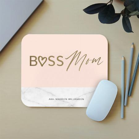 Modern Boss Mom Stylish Blush Customized Printed Rectangle Mousepad Photo Mouse Pad