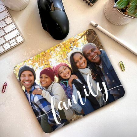 Family Script Overlay Photo Customized Printed Rectangle Mousepad Photo Mouse Pad