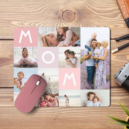Mom Modern Photo Grid Collage Pink Customized Printed Rectangle Mousepad Photo Mouse Pad