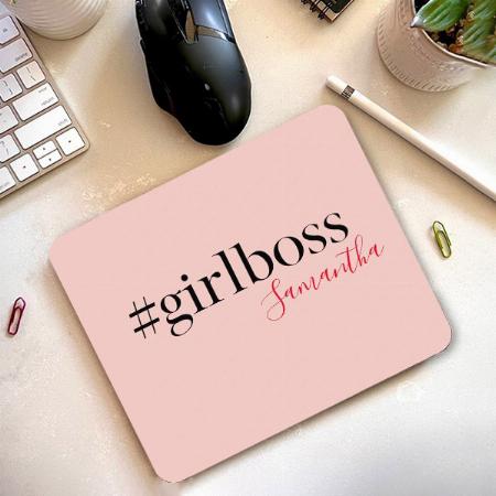Modern Pink Girl Boss Design Customized Printed Rectangle Mousepad Photo Mouse Pad