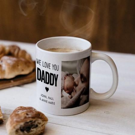 Simple Love You Daddy Heart 2 Photo Father's Day Customized Photo Printed Coffee Mug