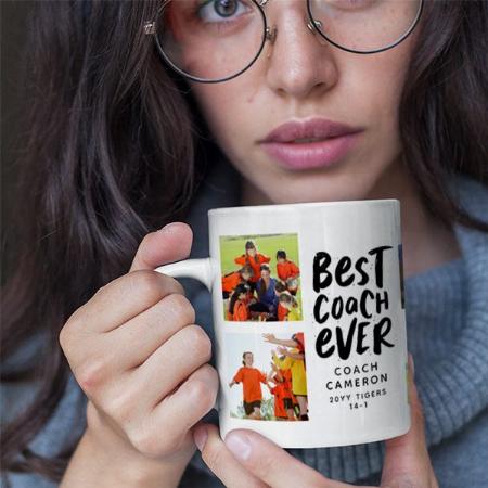 Best Coach Ever 7 Photo Collage Customized Photo Printed Coffee Mug