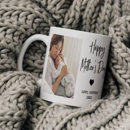 Black and White Two Photo Happy Mother's Day Customized Photo Printed Coffee Mug