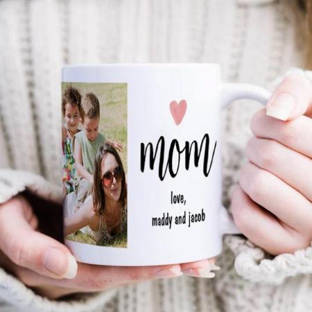 Modern Mom Heart Customized Photo Printed Coffee Mug