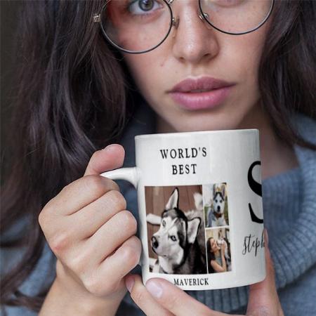 Worlds Best Mom Prints Monogram 3 Photo Customized Photo Printed Coffee Mug