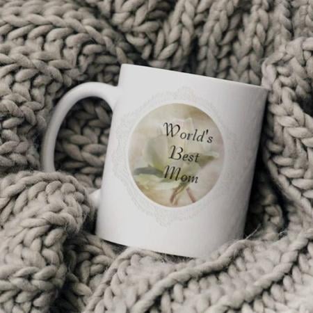 Textured White Rose Mother's Day Customized Photo Printed Coffee Mug