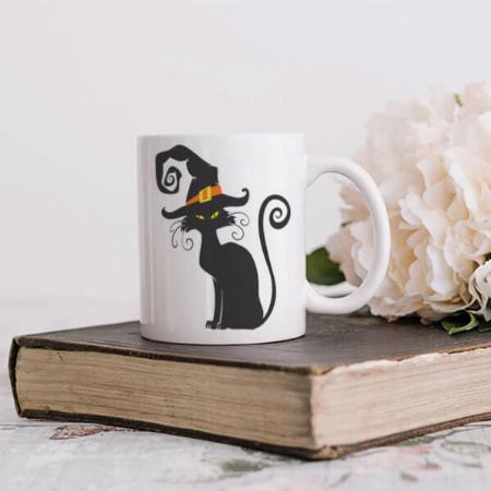 Cute Black Cat in a Witch Hat Customized Photo Printed Coffee Mug
