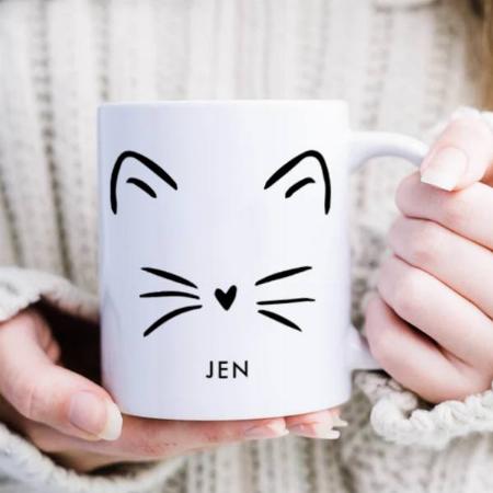 Cute Cat Whiskers Customized Photo Printed Coffee Mug