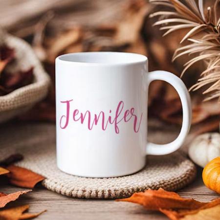 Elegant Template Modern Script Name White Customized Photo Printed Coffee Mug