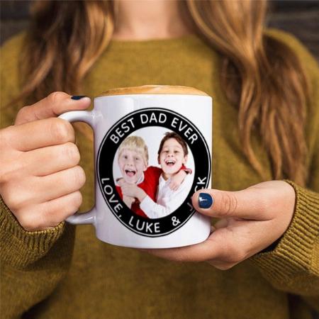 Photo Best Dad Ever Black White Customized Photo Printed Coffee Mug