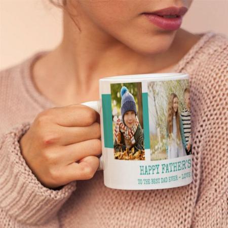 Fathers Day Best Grandpa Ever 3 Photo Customized Photo Printed Coffee Mug