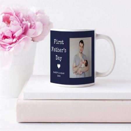 Photo Simple Typewriter Text | First Father's Day Customized Photo Printed Coffee Mug