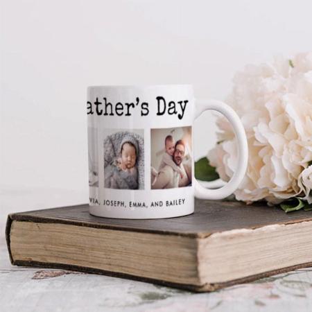 Happy Father's Day Photo Grid on Typewriter Text Customized Photo Printed Coffee Mug