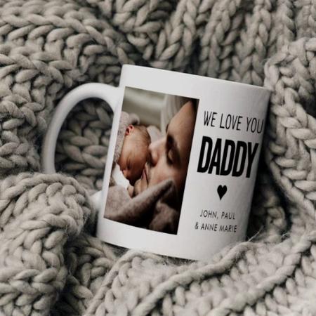 Love You Daddy Heart 2 Photo Father's Day Customized Photo Printed Coffee Mug