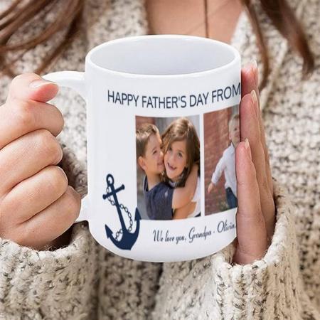 Fathers Day 3 Photo Customized Photo Printed Coffee Mug